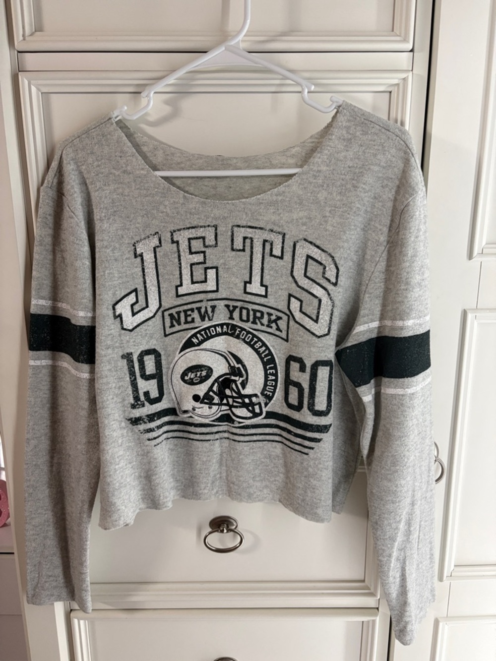 NFL New York Jets Gray Cropped Sweatshirt